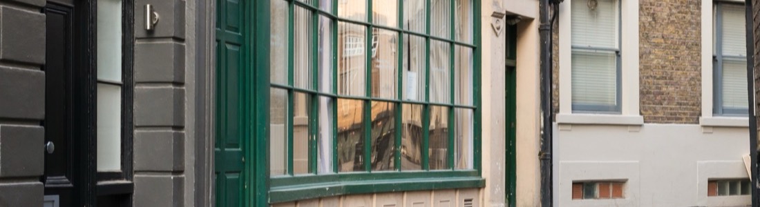 Restored wooden shop front, London